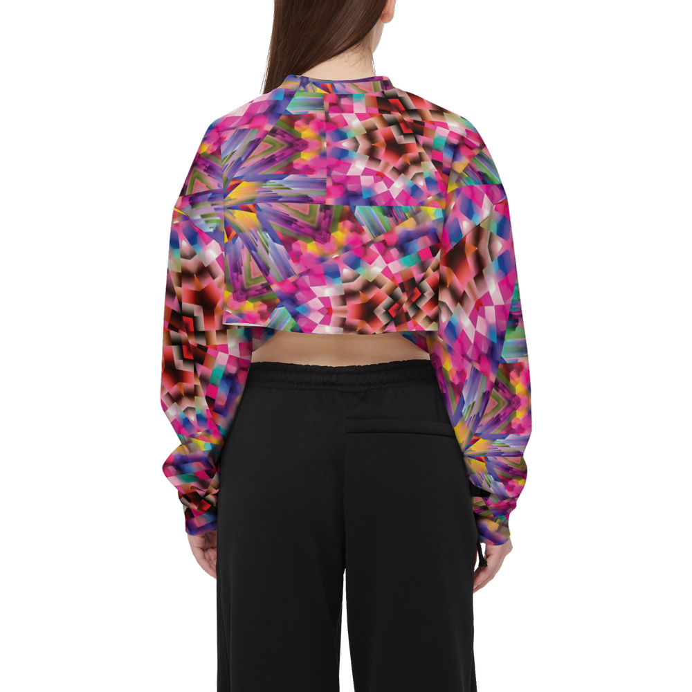 Colorful illusion Women’s Cropped Crewneck Sweatshirt - Swagger Art Store |