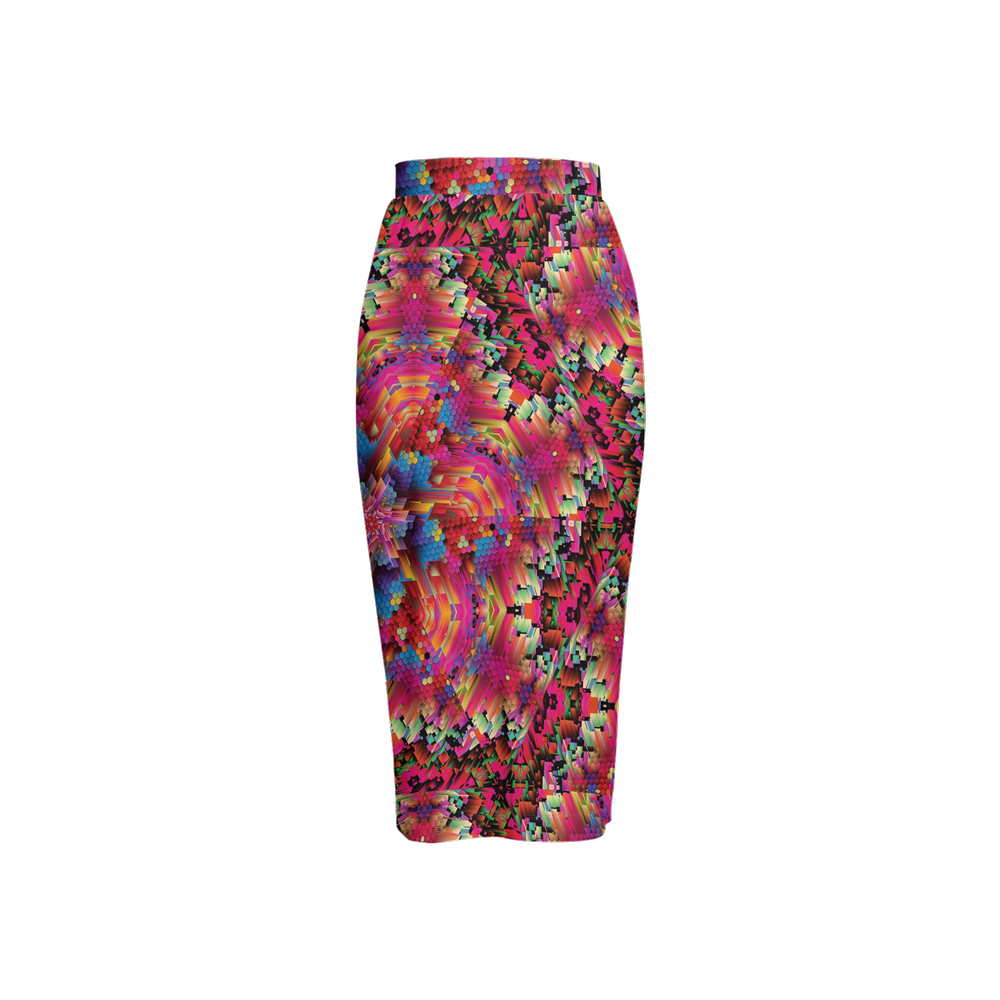 Abstract Color Explosion Women’s Back Split Pencil Skirt - Swagger Art Store |