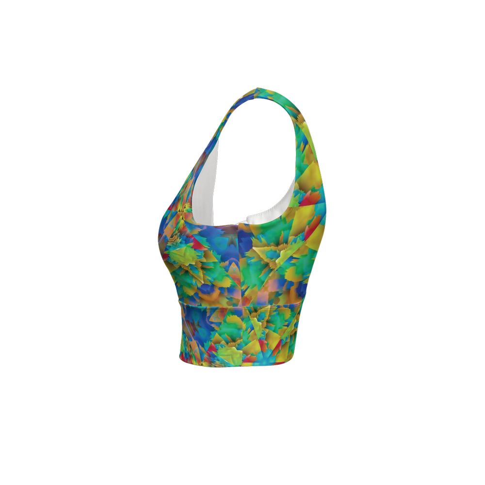 Colorful Chaos Women’s Longline V-Shape-Back Sports Bra - Swagger Art Store |