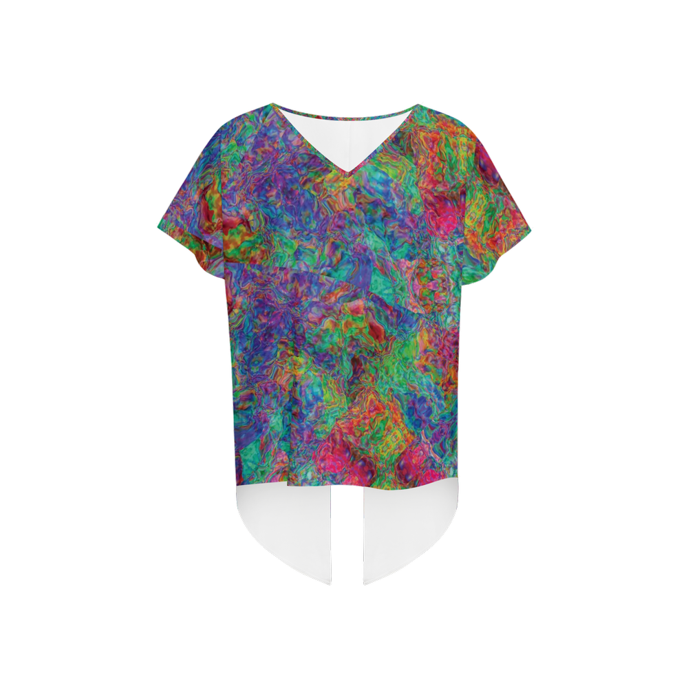 Chromatic Abstraction Women's Open Back Short-Sleeve T-shirt - Swagger Art Store |