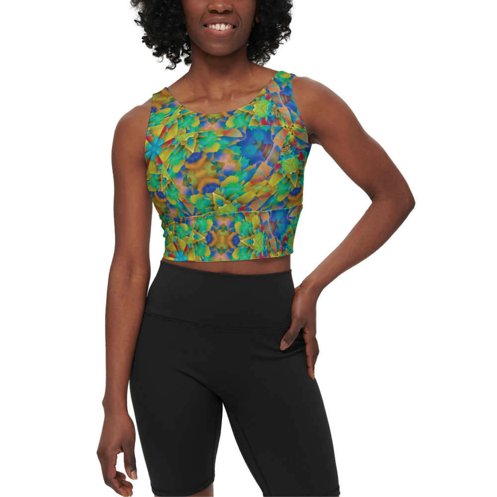 Colorful Chaos Women’s Longline V-Shape-Back Sports Bra - Swagger Art Store |