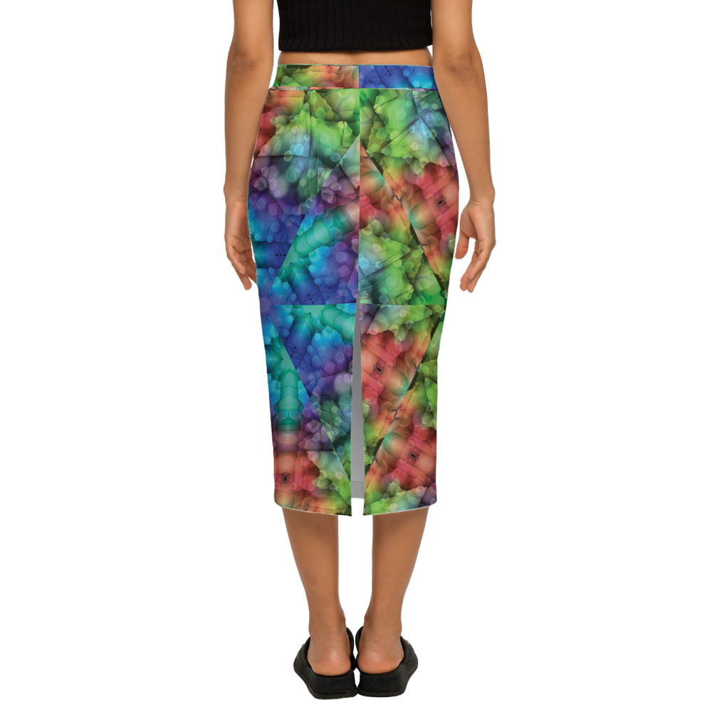 Colorful Dreams Explosion Women’s Back Split Pencil Skirt - Swagger Art Store |