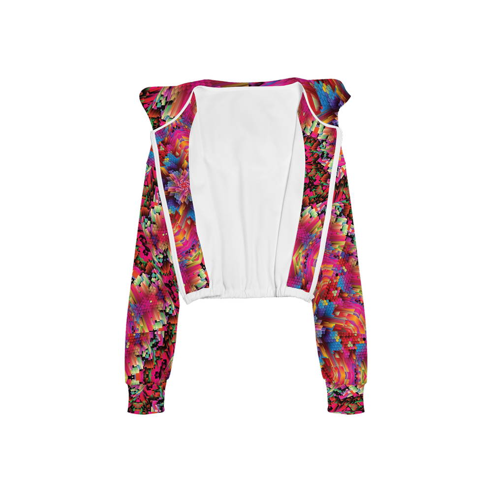 Abstract Color Explosion Women’s Cropped Full-Zip Jacket - Swagger Art Store |