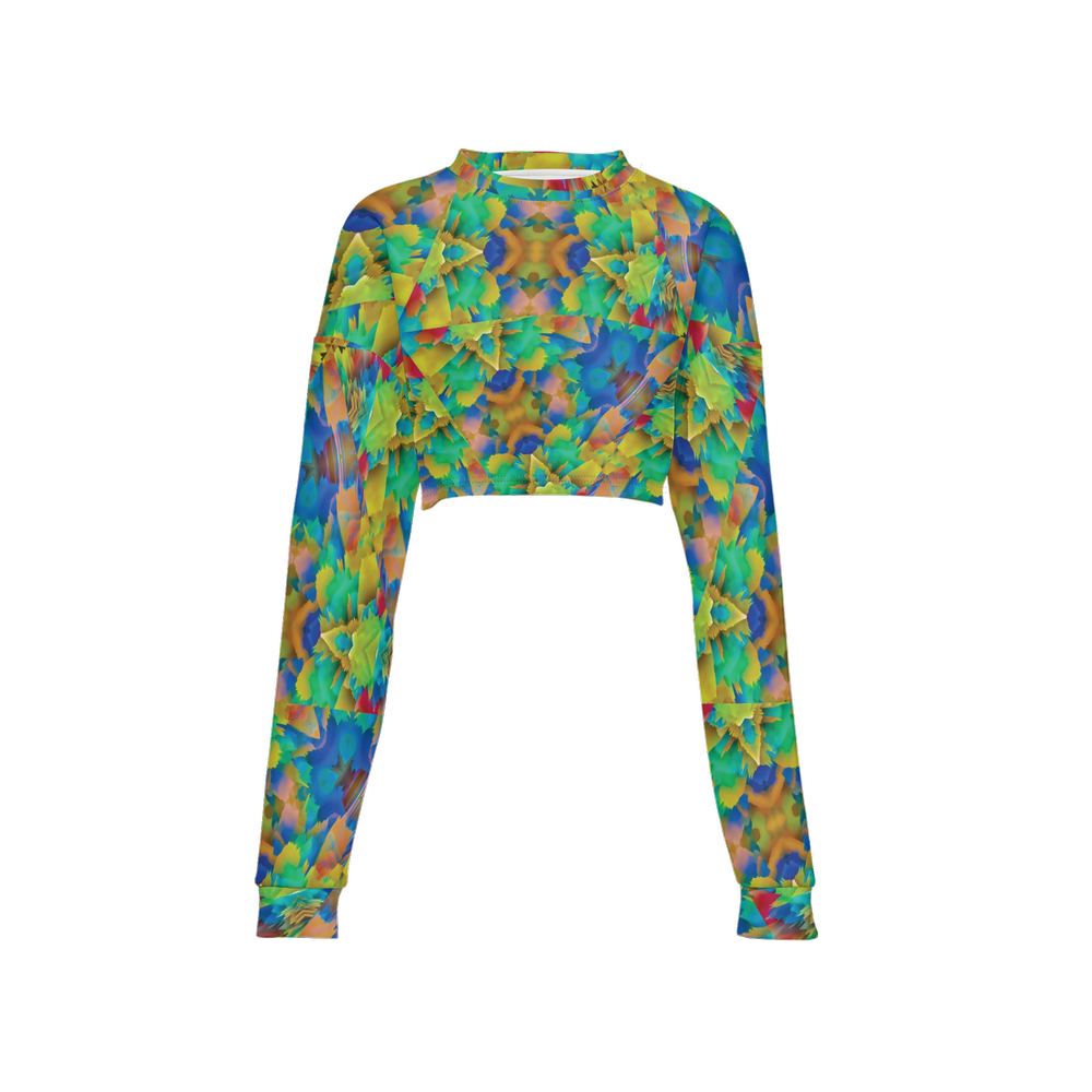 Colorful Chaos Women’s Cropped Crewneck Sweatshirt - Swagger Art Store |