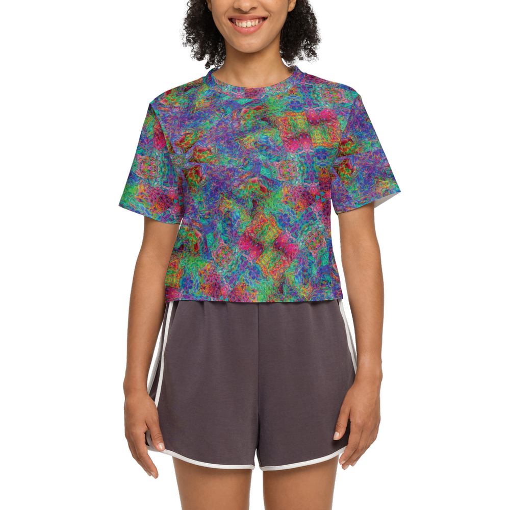 Chromatic Abstraction Women’s Short Sleeve Cropped T-Shirt - Swagger Art Store |