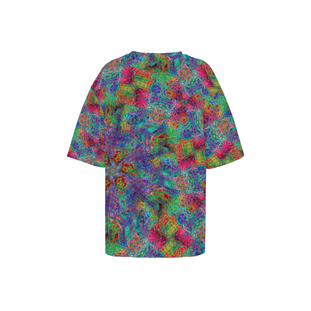 Chromatic Abstraction Women’s Oversized Short-Sleeve T-Shirt - Swagger Art Store |
