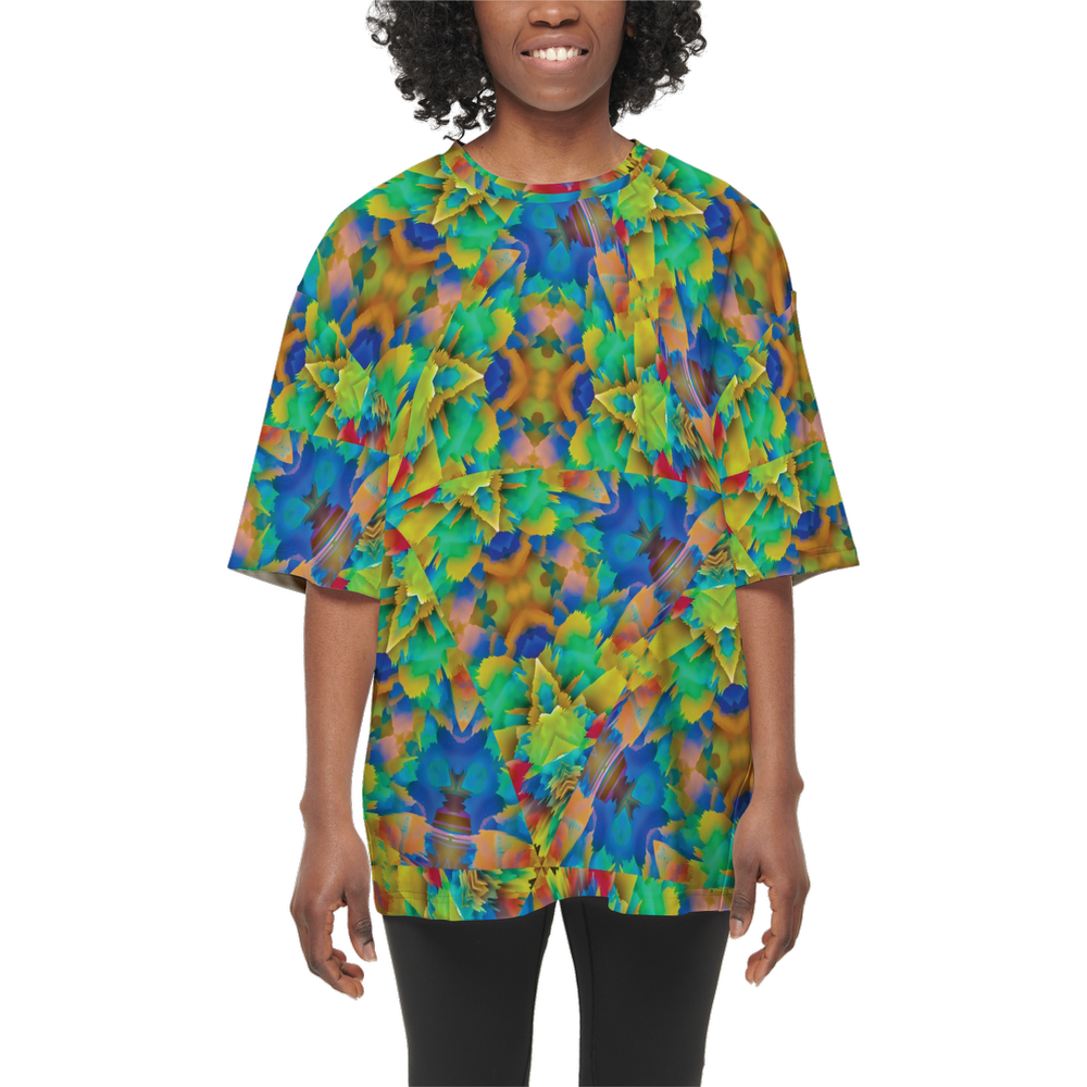 Colorful Chaos Women’s Oversized Short-Sleeve T-Shirt - Swagger Art Store |