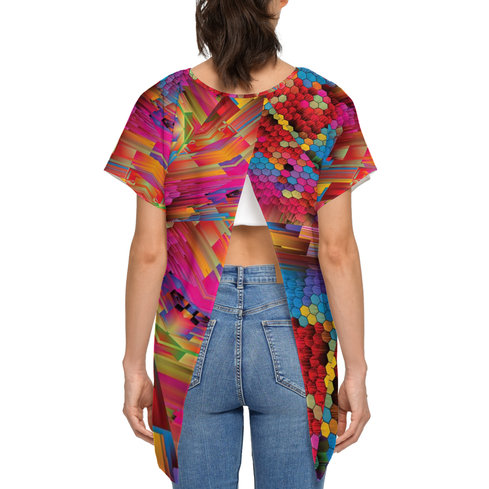 Colorful Spirals Women's Open Back Short-Sleeve T-shirt - Swagger Art Store |