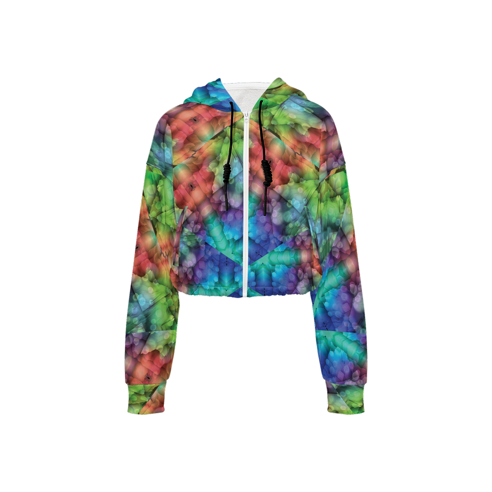 Colorful Dreams Women’s Cropped Full-Zip Jacket - Swagger Art Store |
