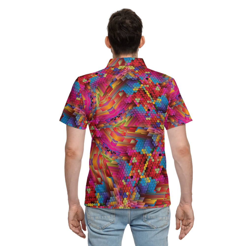 Colorful Spirals Men’s Classic Fit Short-Sleeve Polo Shirt - Swagger Art Store |