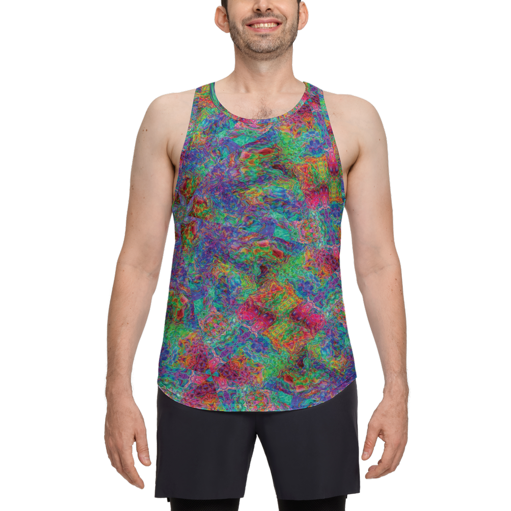 Chromatic Abstraction Men's Y-Back Muscle Tank Top - Swagger Art Store |