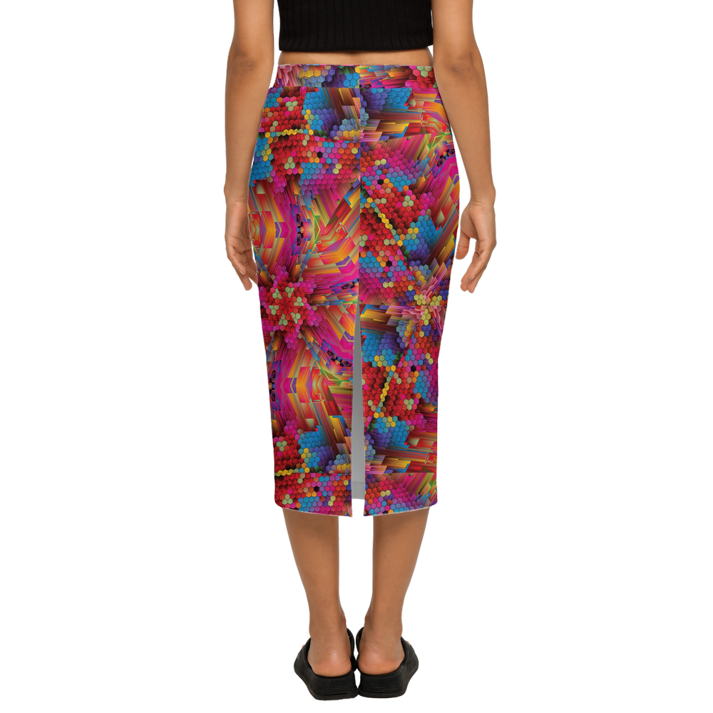 Colorful Spirals Women’s Back Split Pencil Skirt - Swagger Art Store |