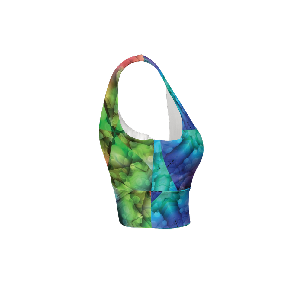 Colorful Dreams Women’s Longline V-Shape-Back Sports Bra - Swagger Art Store |