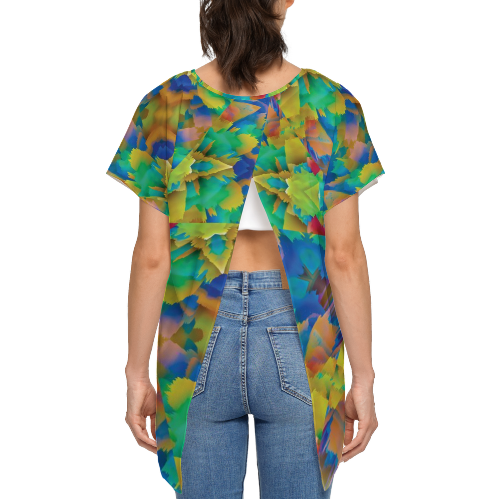 Colorful Chaos Women's Open Back Short-Sleeve T-shirt - Swagger Art Store |