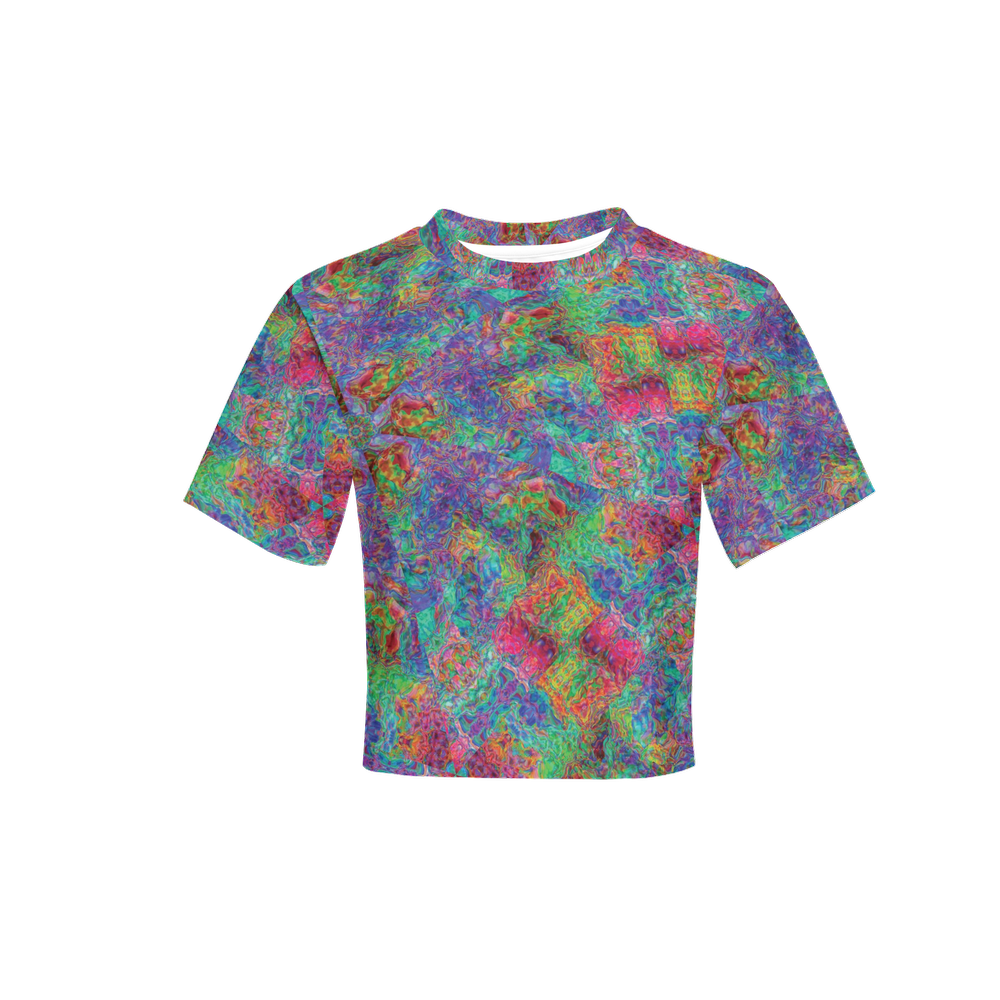 Chromatic Abstraction Women’s Short Sleeve Cropped T-Shirt - Swagger Art Store |
