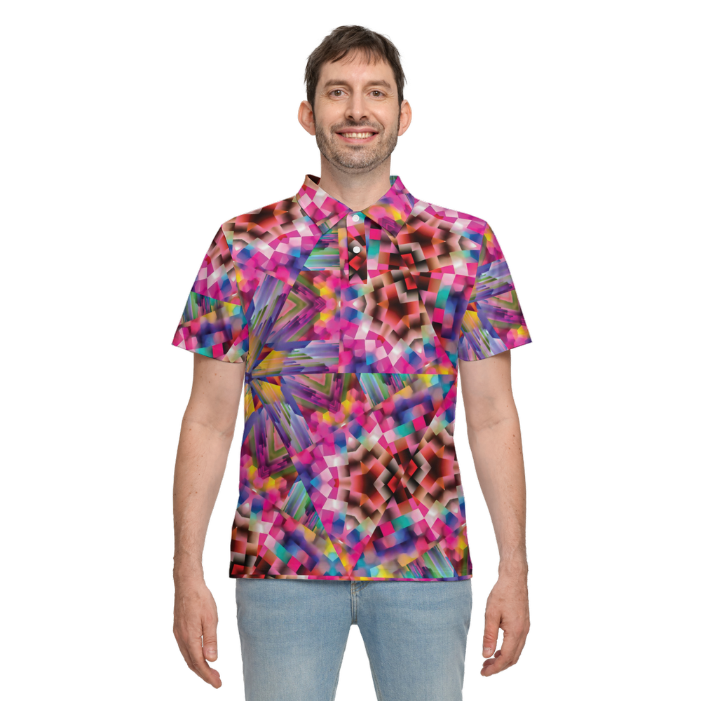Colorful illusion Men’s Classic Fit Short-Sleeve Polo Shirt - Swagger Art Store |
