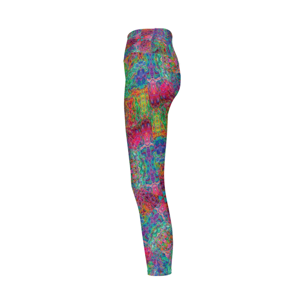 Chromatic Abstraction Women’s High-Rise Leggings 28" - Swagger Art Store |