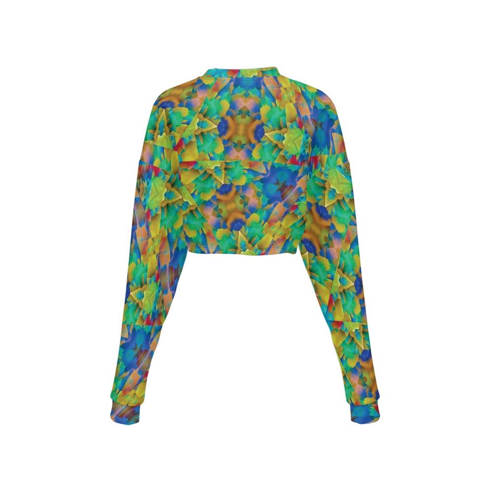 Colorful Chaos Women’s Cropped Crewneck Sweatshirt - Swagger Art Store |