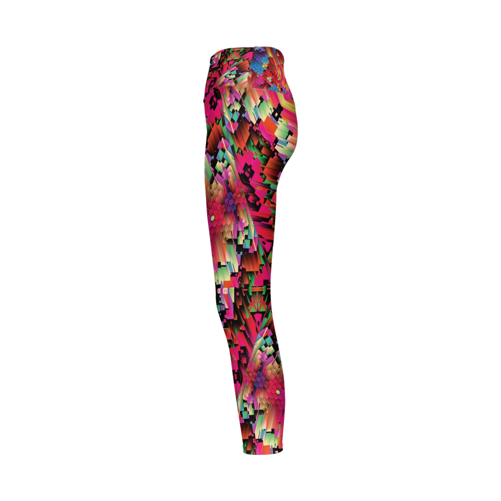 Abstract Color Explosion Women’s High-Rise Leggings 28" - Swagger Art Store |