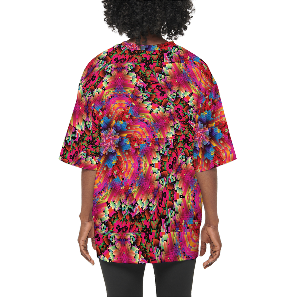 Abstract Color Explosion Women’s Oversized Short-Sleeve T-Shirt - Swagger Art Store |