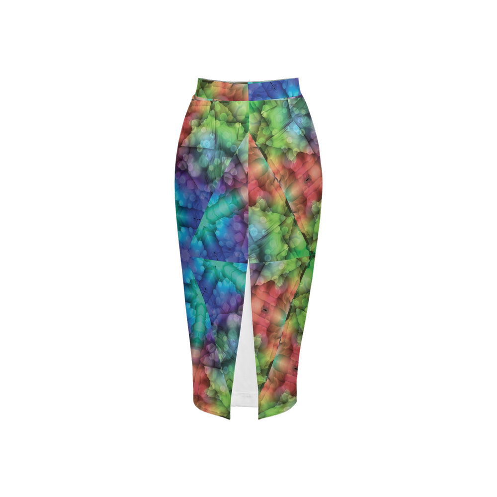 Colorful Dreams Explosion Women’s Back Split Pencil Skirt - Swagger Art Store |