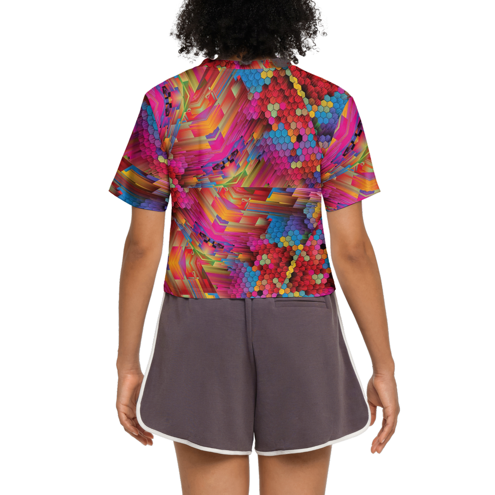Colorful Spirals Women’s Short Sleeve Cropped T-Shirt - Swagger Art Store |