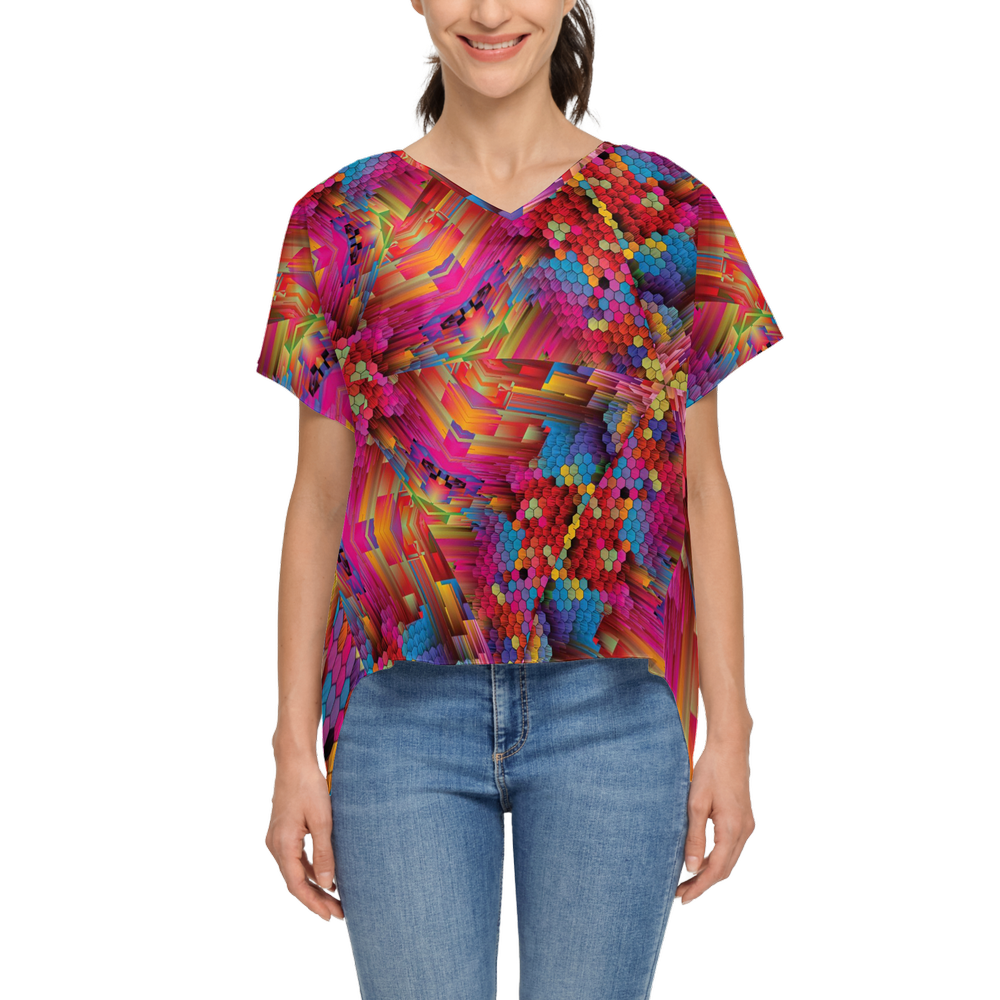 Colorful Spirals Women's Open Back Short-Sleeve T-shirt - Swagger Art Store |
