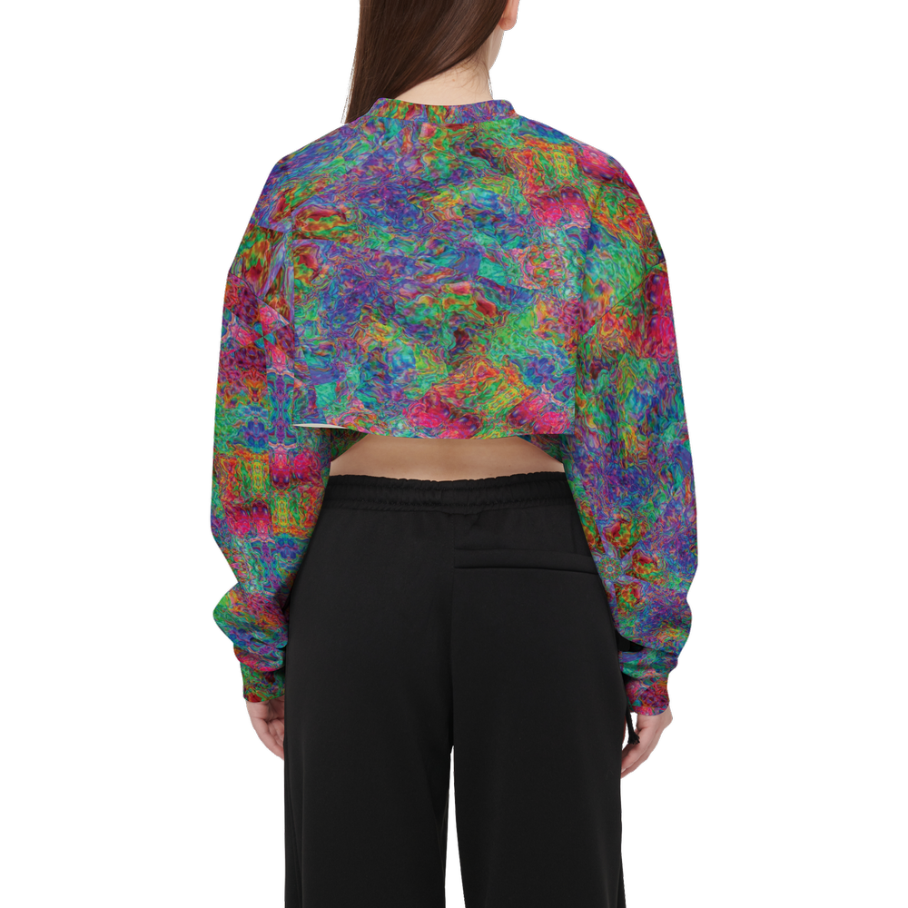 Chromatic Abstraction Women’s Cropped Crewneck Sweatshirt - Swagger Art Store |