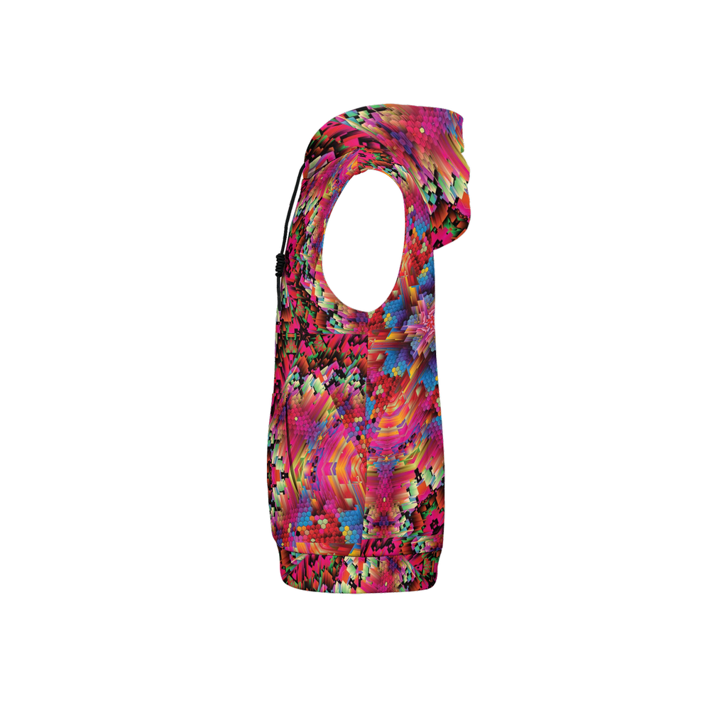 Abstract Color Explosion Unisex Regular Fit Sleeveless Pullover Hoodie - Swagger Art Store |
