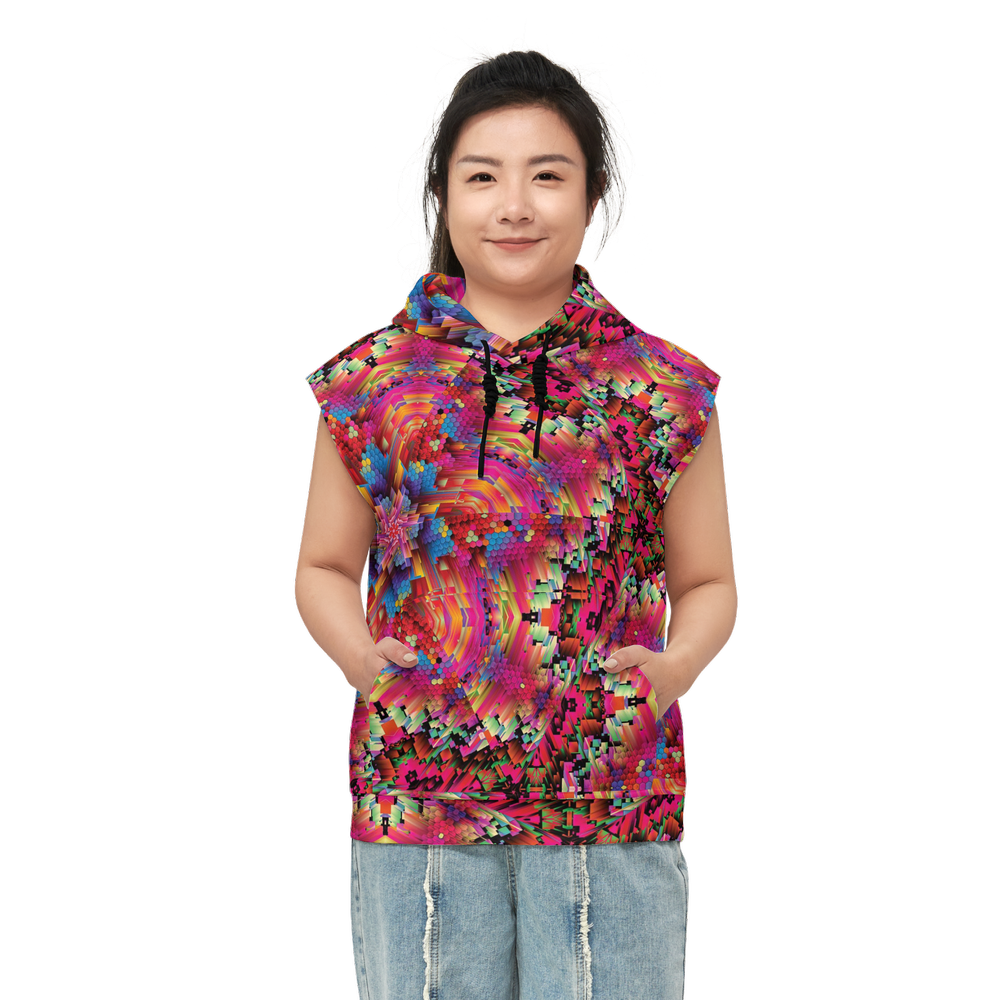 Abstract Color Explosion Unisex Regular Fit Sleeveless Pullover Hoodie - Swagger Art Store |