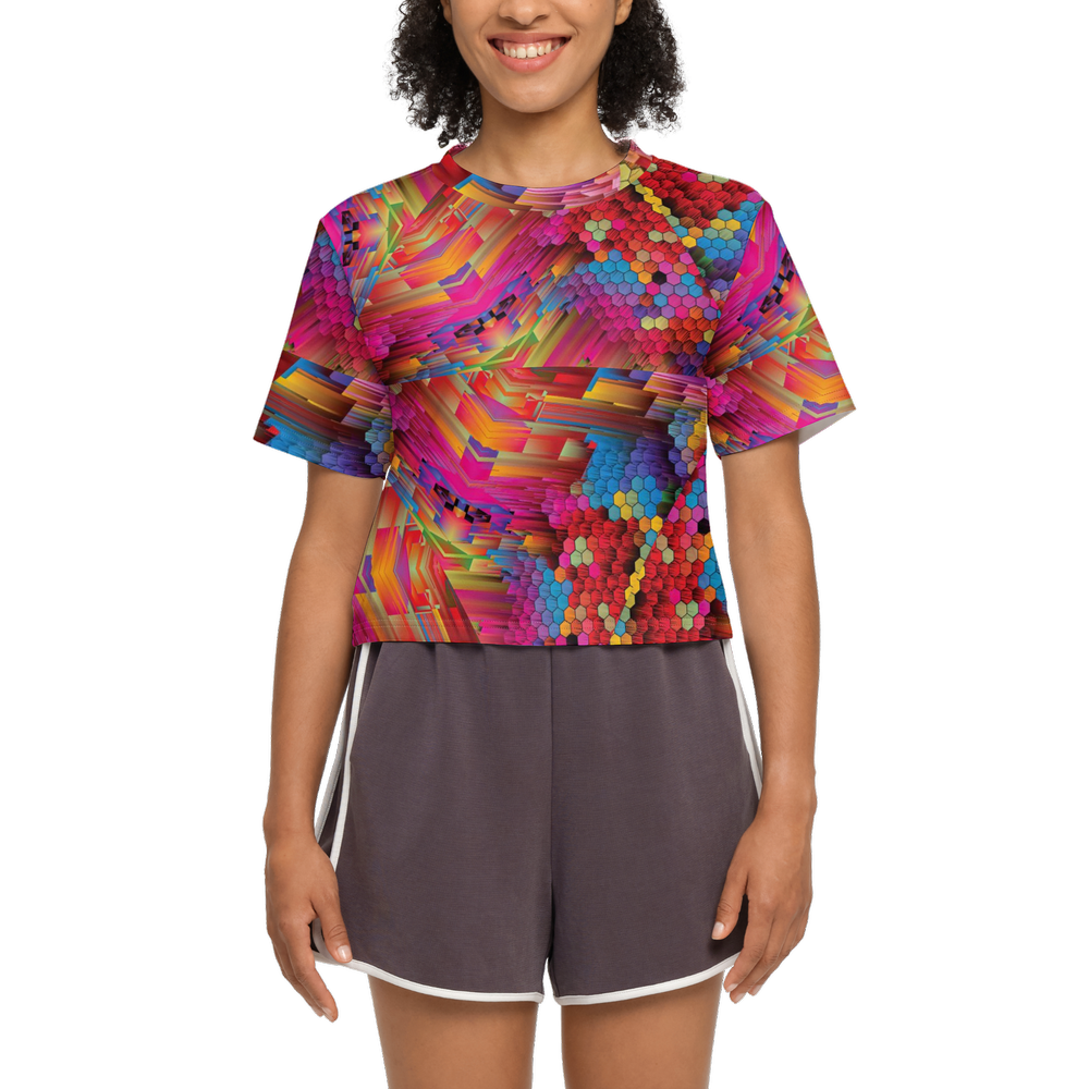 Colorful Spirals Women’s Short Sleeve Cropped T-Shirt - Swagger Art Store |