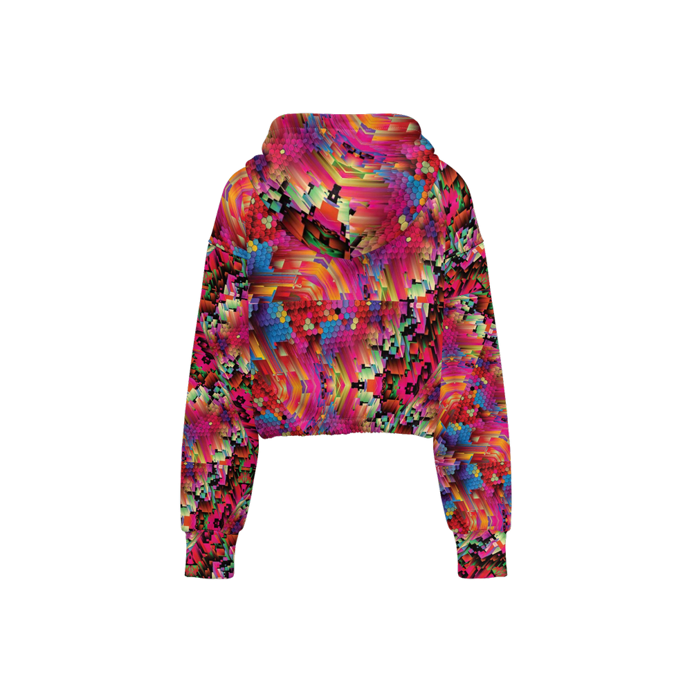 Abstract Color Explosion Women’s Cropped Full-Zip Jacket - Swagger Art Store |