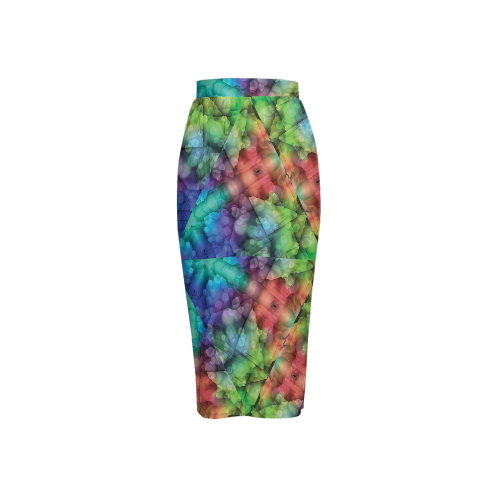 Colorful Dreams Explosion Women’s Back Split Pencil Skirt - Swagger Art Store |