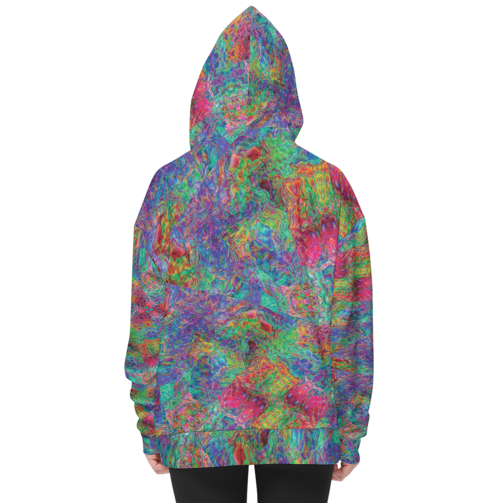 Chromatic Abstraction Women’s Relaxed Fit Hoodie With Front Patch - Swagger Art Store |