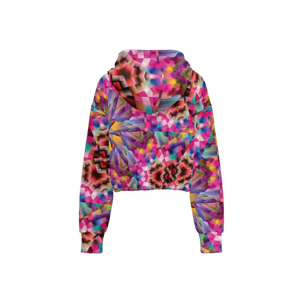Colorful illusion Women’s Cropped Full-Zip Jacket - Swagger Art Store |