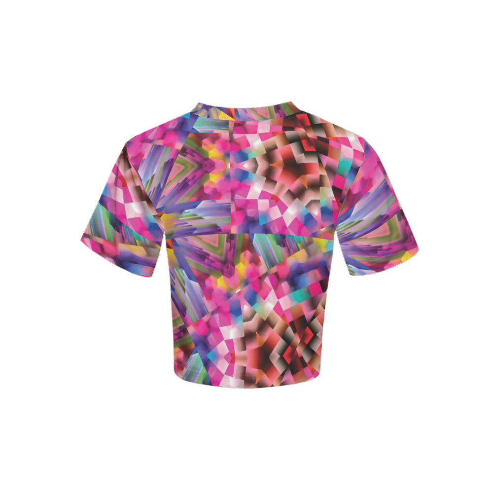 colorful illusion Women’s Short Sleeve Cropped T-Shirt - Swagger Art Store |