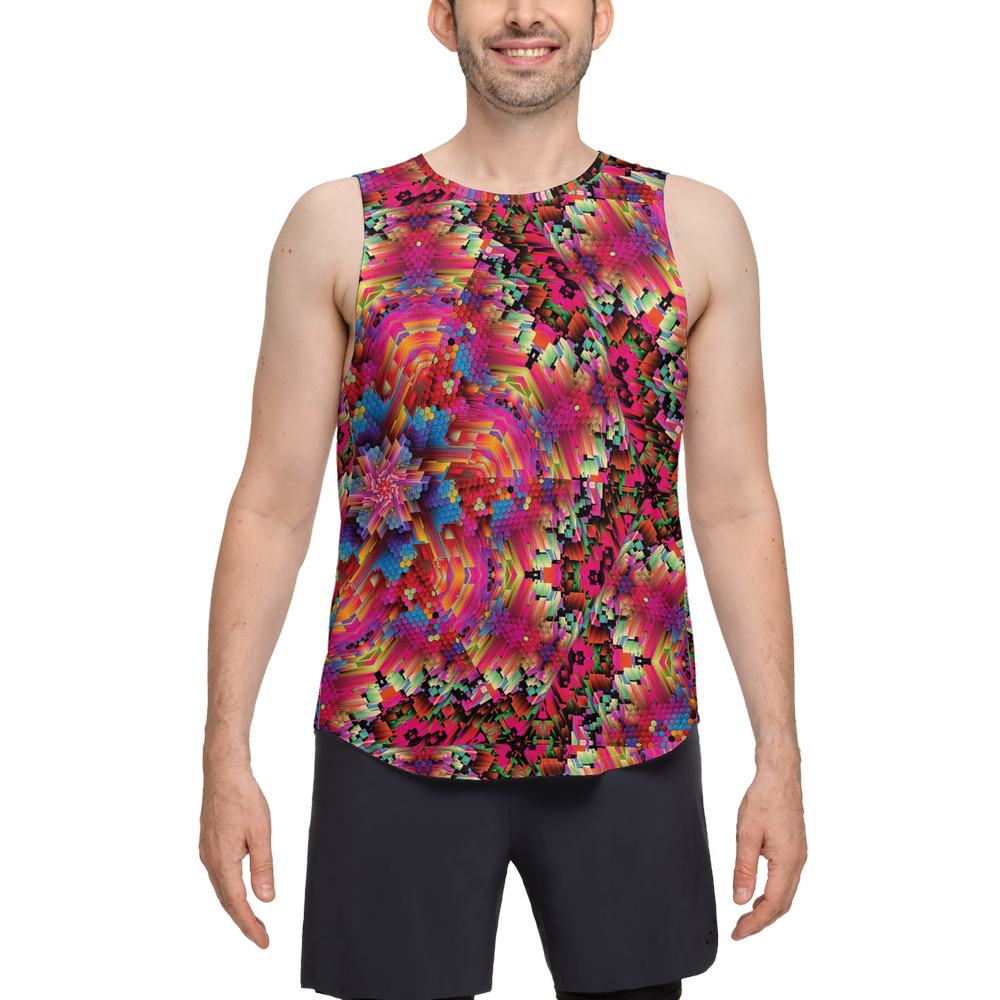 Abstract Color Explosion Men's Seamless Open Side Tank Top - Swagger Art Store |