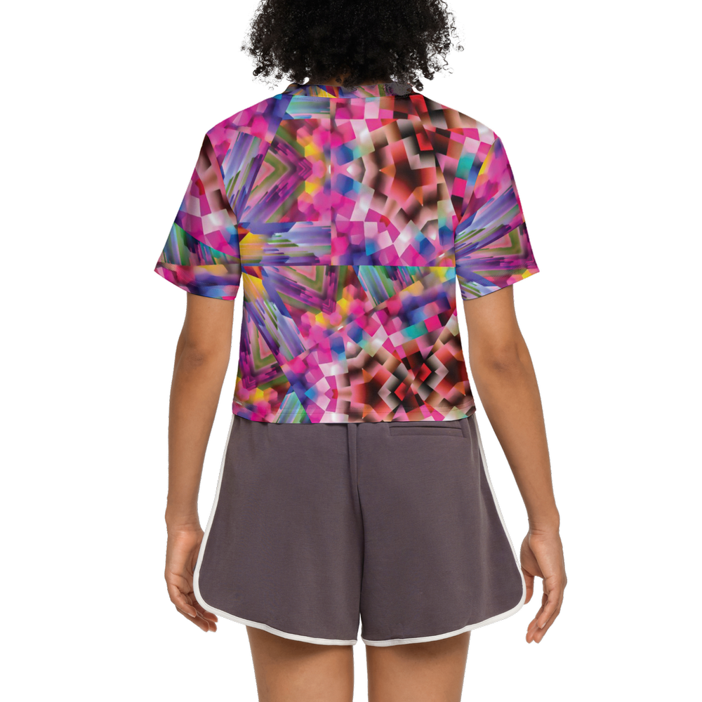 colorful illusion Women’s Short Sleeve Cropped T-Shirt - Swagger Art Store |