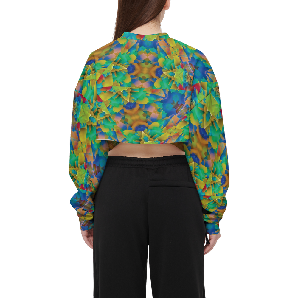 Colorful Chaos Women’s Cropped Crewneck Sweatshirt - Swagger Art Store |