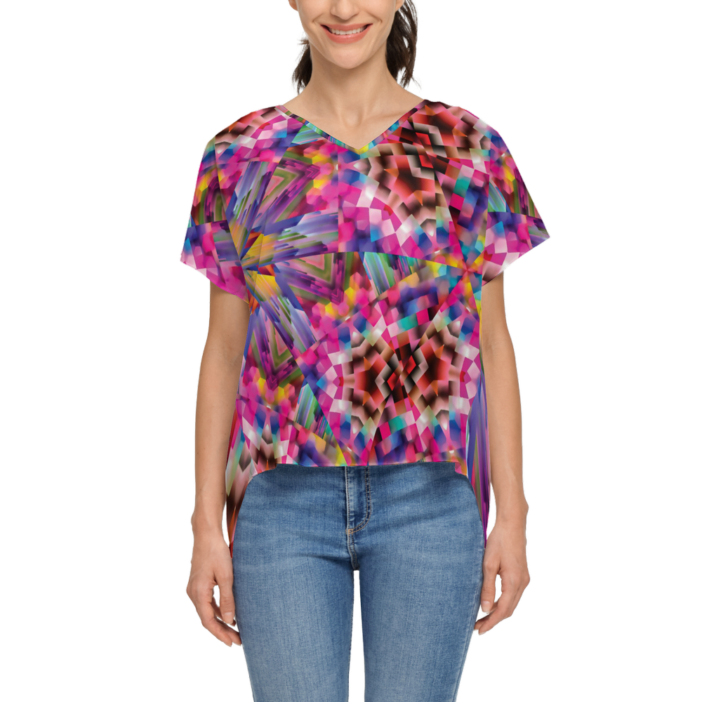 Colorful illusion Women's Open Back Short-Sleeve T-shirt - Swagger Art Store |
