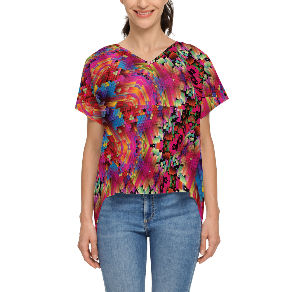 Abstract Color Explosion Women's Open Back Short-Sleeve T-shirt - Swagger Art Store |