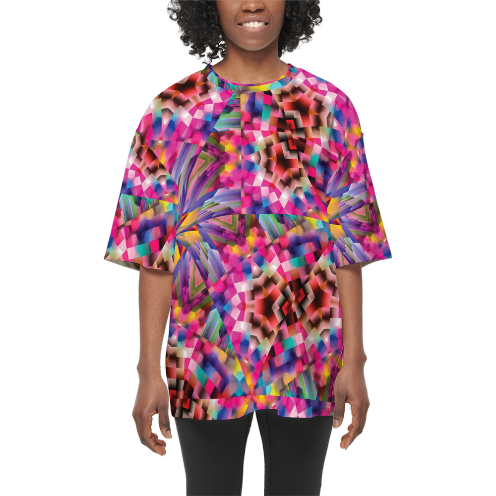 Colorful illusion Women’s Oversized Short-Sleeve T-Shirt - Swagger Art Store |