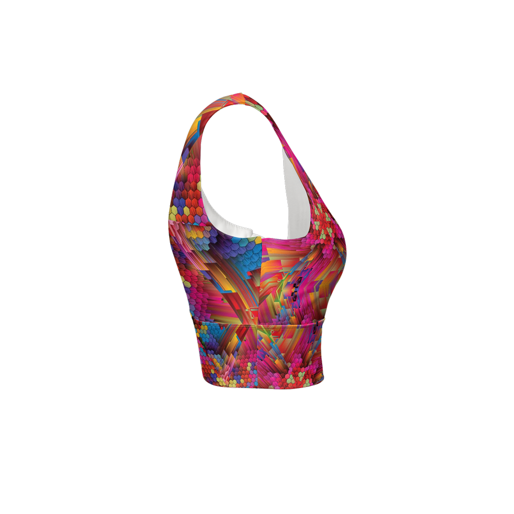 Colorful Spirals Women’s Longline V-Shape-Back Sports Bra - Swagger Art Store |