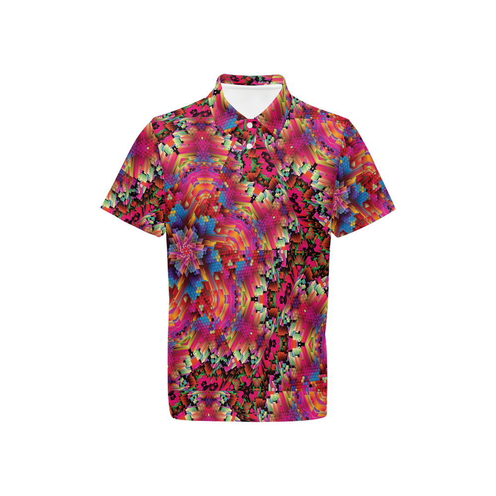 Abstract Color Explosion Men’s Classic Fit Short-Sleeve Polo Shirt - Swagger Art Store | S