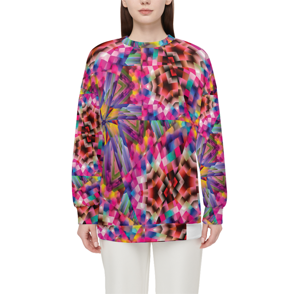 Colorful illusion Women’s Relaxed Fit Crewneck Sweatshirt - Swagger Art Store |