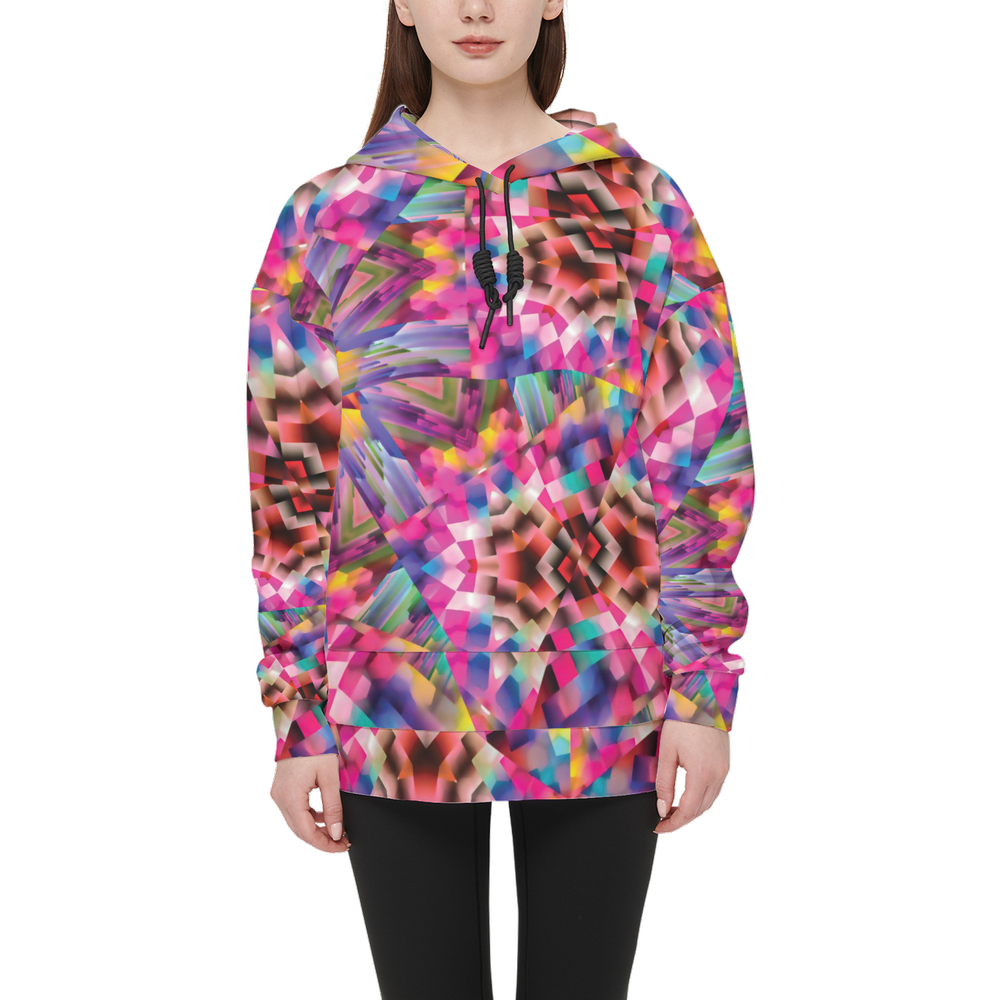 Colorful illusion Women’s Relaxed Fit Hoodie With Front Patch - Swagger Art Store |