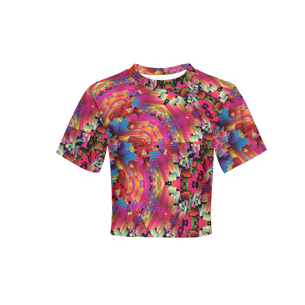 Abstract Color Explosion Women’s Short Sleeve Cropped T-Shirt - Swagger Art Store |