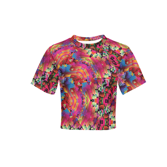 Abstract Color Explosion Women’s Short Sleeve Cropped T-Shirt - Swagger Art Store |