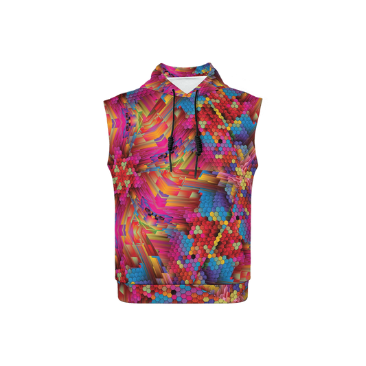 Colorful Spirals Unisex Regular Fit Sleeveless Pullover Hoodie - Swagger Art Store |