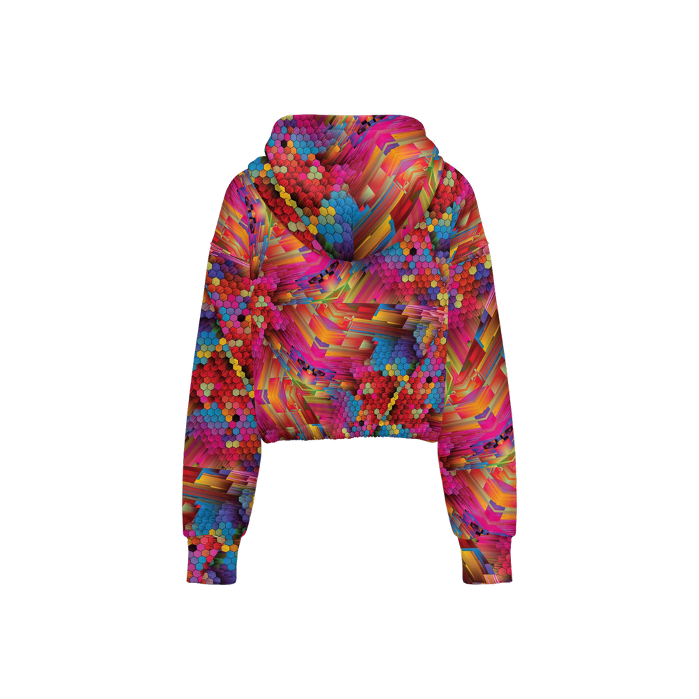 Colorful Spirals Women’s Cropped Full-Zip Jacket - Swagger Art Store |